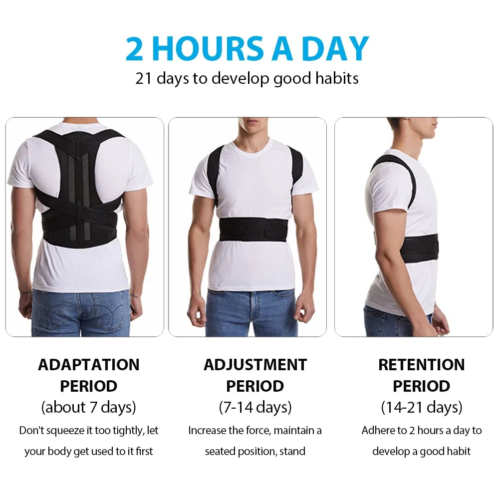 Back Brace Posture Corrector for Women & Men, Adjustable Back Lumbar Support Belt Shoulder Posture Support for Improve Scoliosis - GilloServ