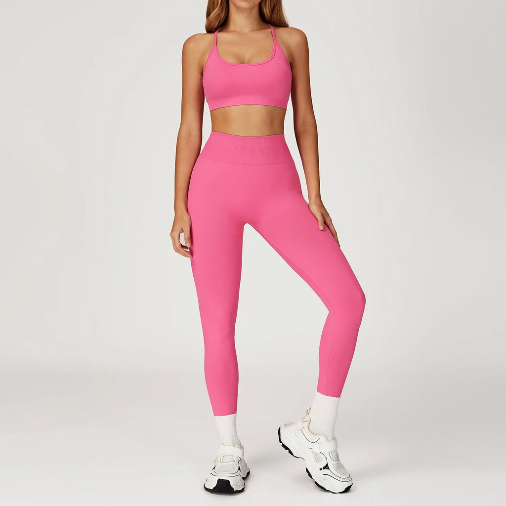 Seamless 2 Piece Yoga Set Women Gym Tracksuit/Workout/Running - GilloServ