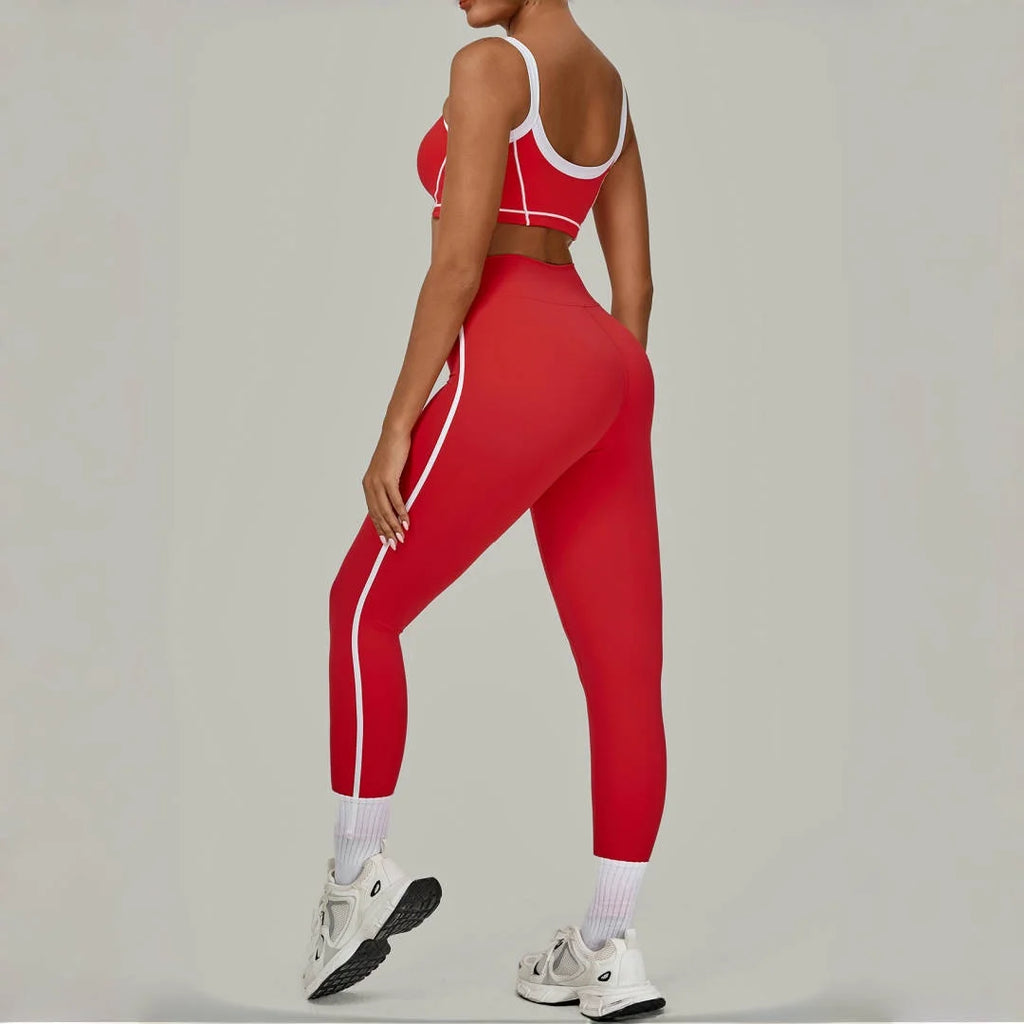 Yoga Suit Sports Fitness High Waist Peach// Hip Tight  Clothes Gym Leggings Set - GilloServ