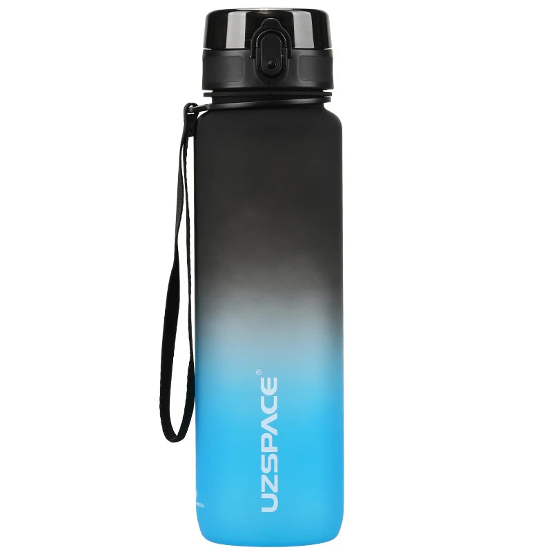 1L Sports Water Bottle With Time Marker, Leakproof - GilloServ