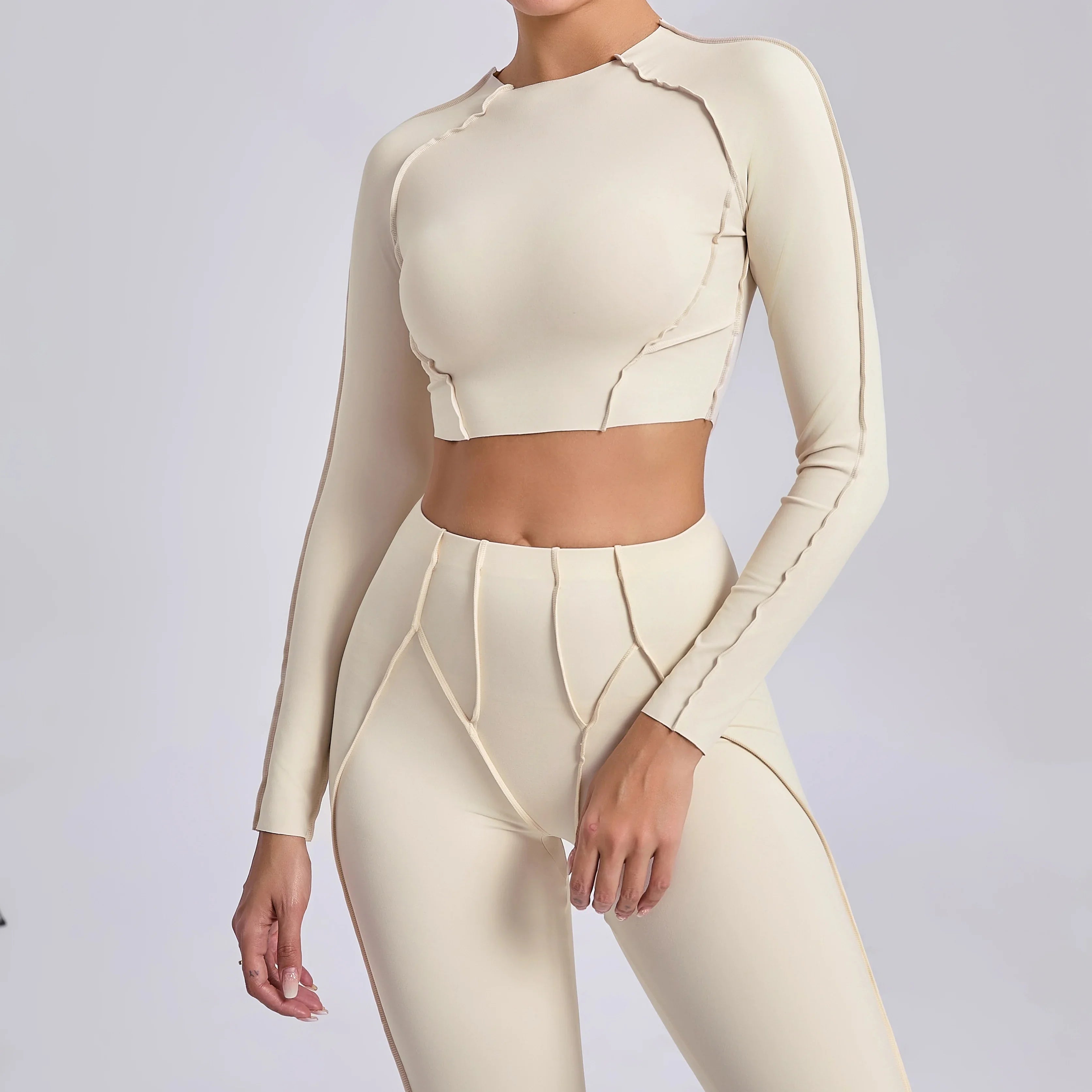 Women Yoga Shirts Non-Padded Long Sleeve Crop Tops Sportswear - GilloServ