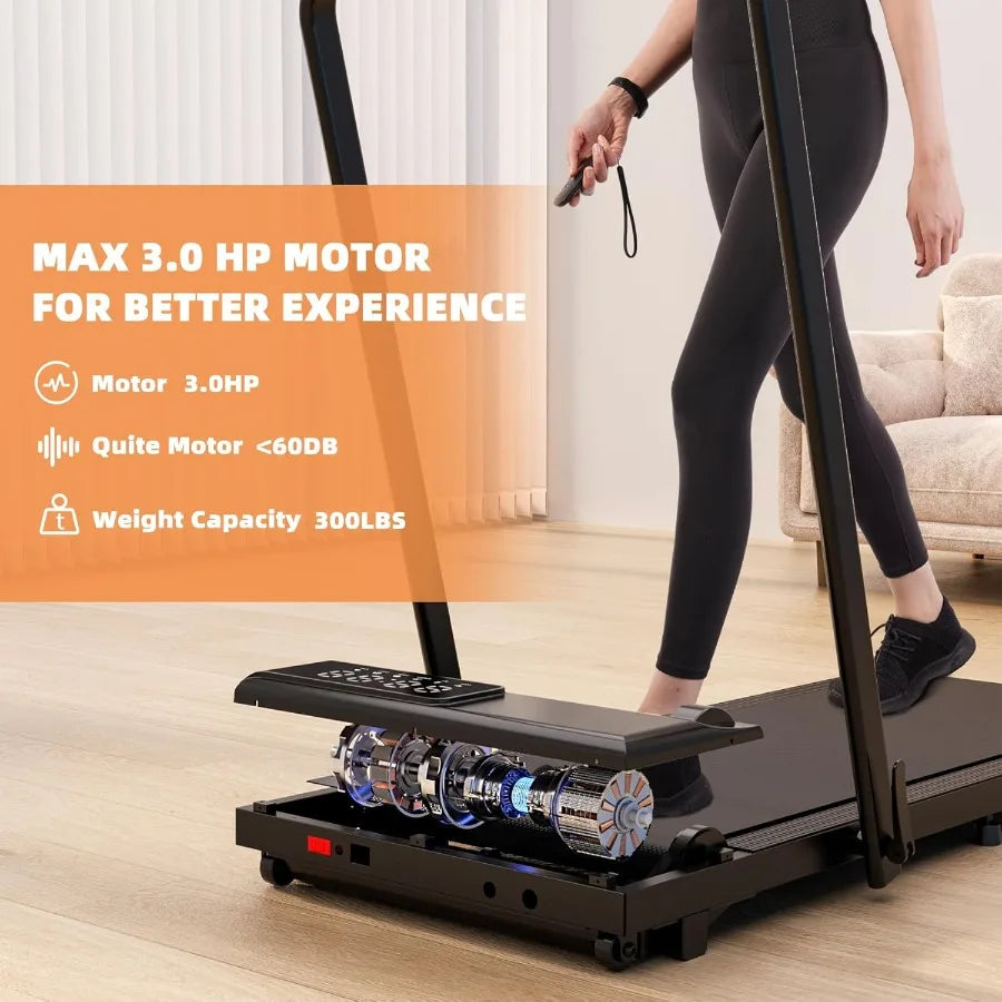 3 in 1 Walking Pad Treadmill 300 Weight Capacity Foldable Treadmill 3.0HP Low Noise Under Desk Treadmills for Home Office with - GilloServ