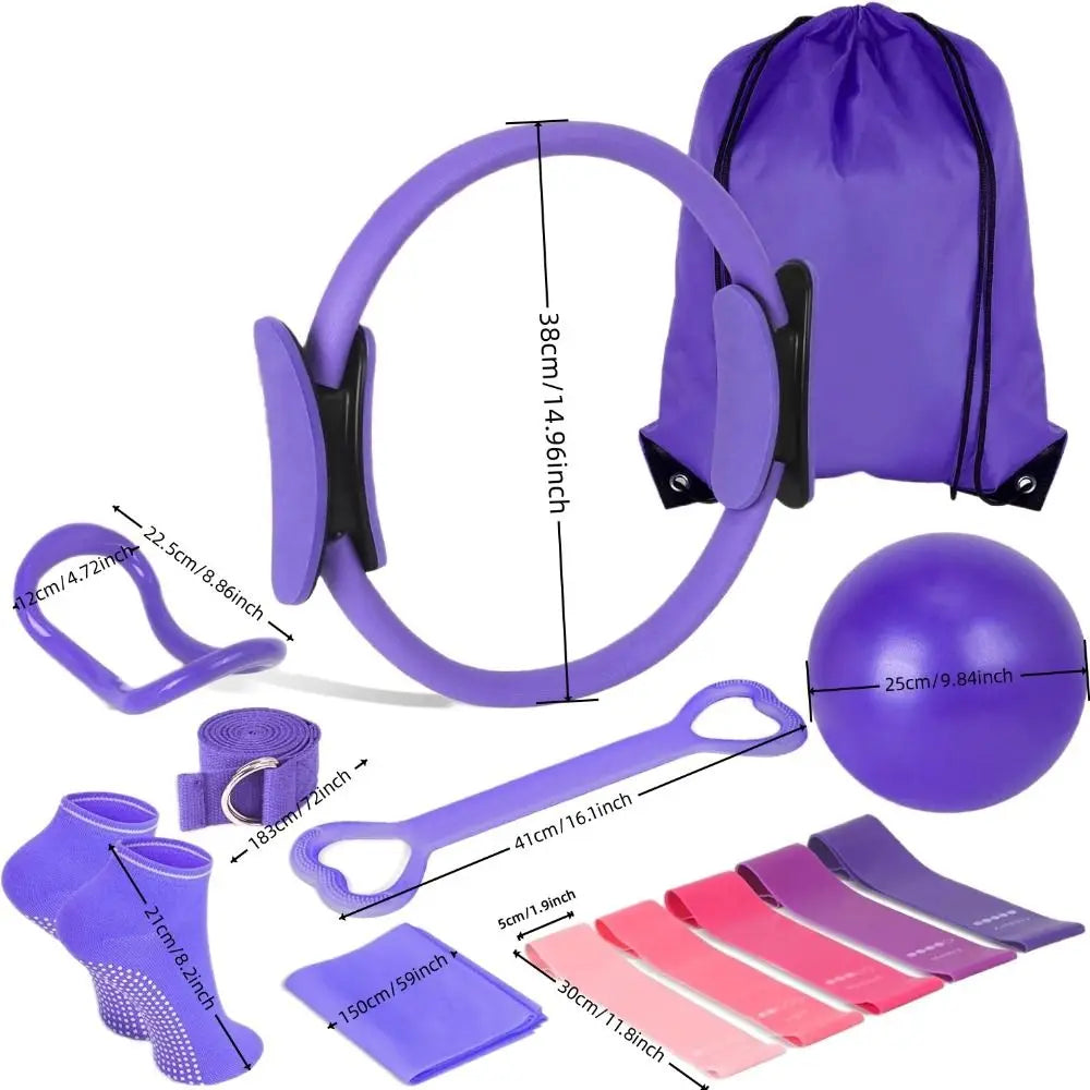 13Pcs/Set Portable Pilates Ball Set//Weight Loss Body Shaping Yoga Pilates// Circle with Storage Bag Improve Health - GilloServ