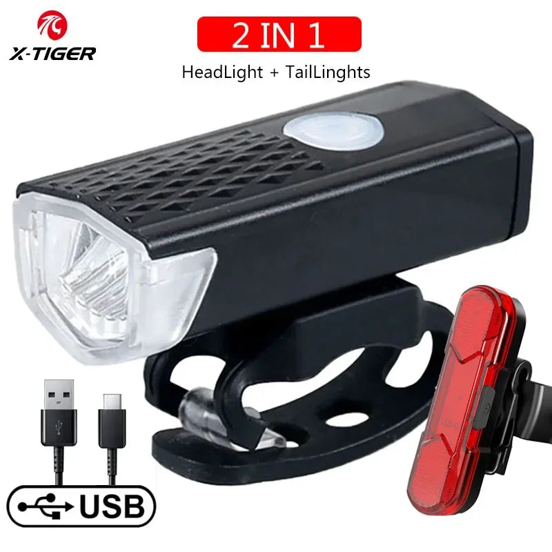 Bicycle headlight IPX6 waterproof cycling bike light USB rechargeable mini portable torch night light illumination light - GilloServ