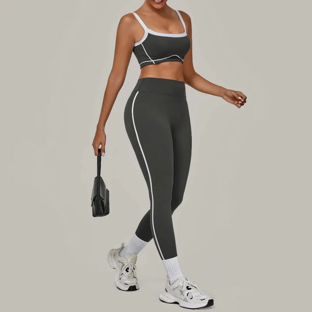 Yoga Suit Sports Fitness High Waist Peach// Hip Tight  Clothes Gym Leggings Set - GilloServ