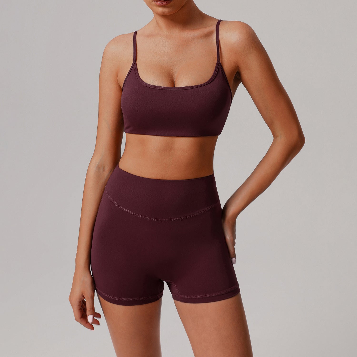 Solid color tight yoga suit quick drying fitness suit outdoor - GilloServ