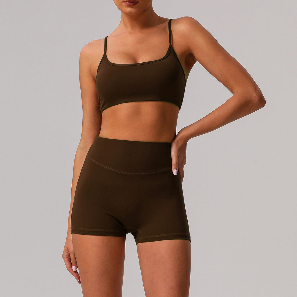 Solid color tight yoga suit quick drying fitness suit outdoor - GilloServ