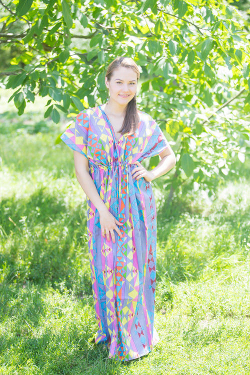 Gray Beach Days Style Caftan in Diamond Aztec-0