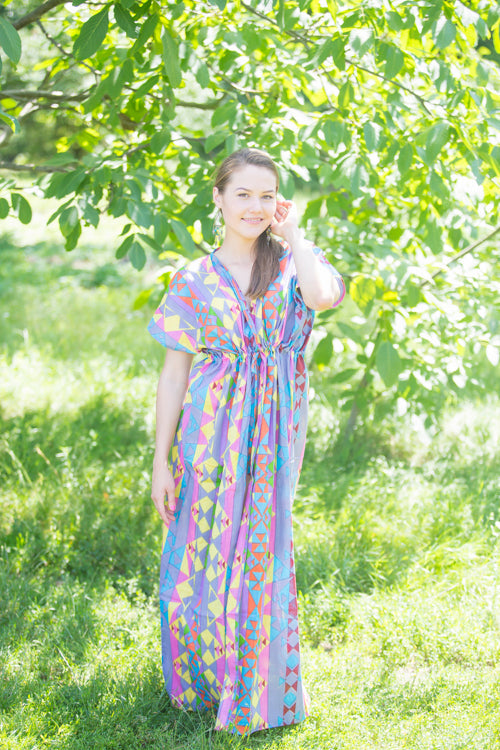 Gray Beach Days Style Caftan in Diamond Aztec-1