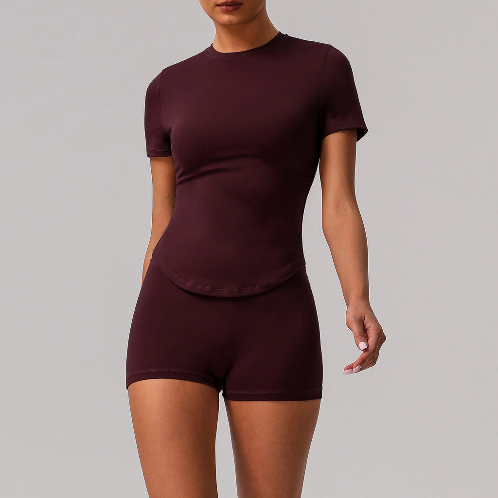 Solid color tight yoga suit quick drying fitness suit outdoor - GilloServ