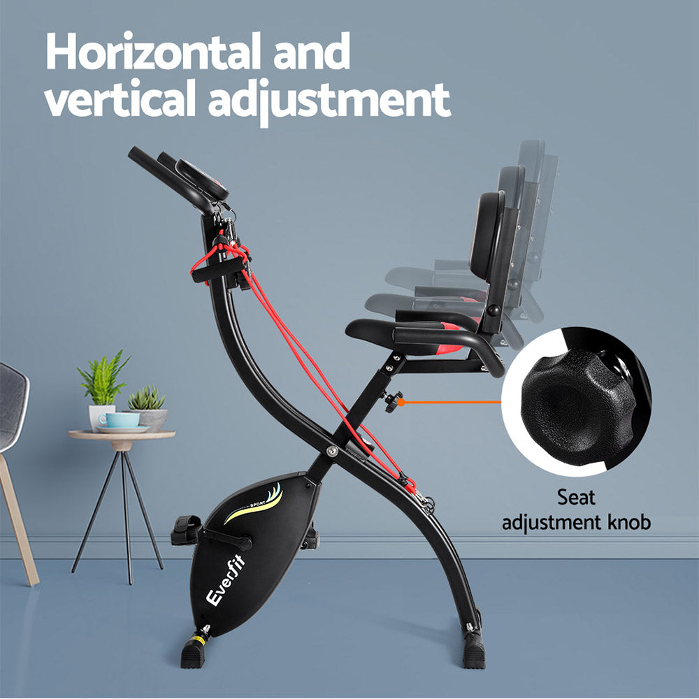 Everfit Folding Exercise Bike Magnetic X-Bike Indoor Cycling Resistance Rope - GilloServ