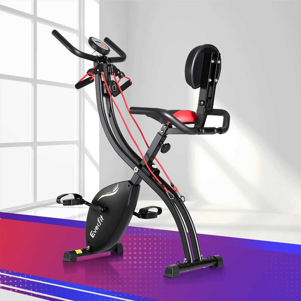 Everfit Folding Exercise Bike Magnetic X-Bike Indoor Cycling Resistance Rope - GilloServ