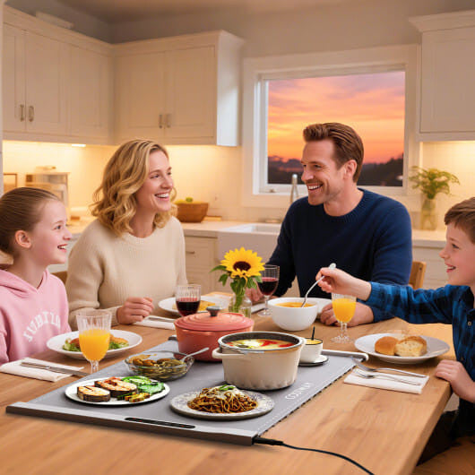 Rollable Food Warming Mat Portable Electric Tray With Even Heating Gray