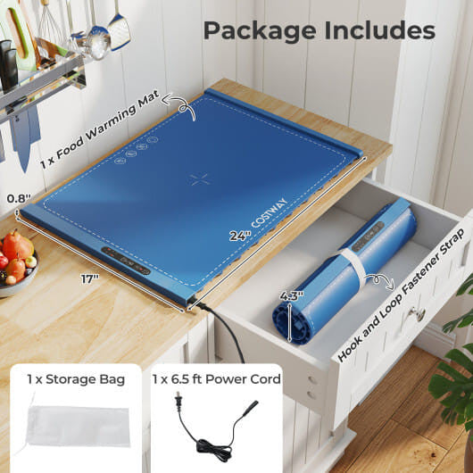 Rollable Food Warming Mat Portable Electric Tray With Even Heating Gray