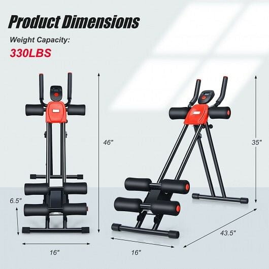 Foldable Adjustable Core Abdominal Trainer with 3 Adjustable Resistance and LCD Display - GilloServ