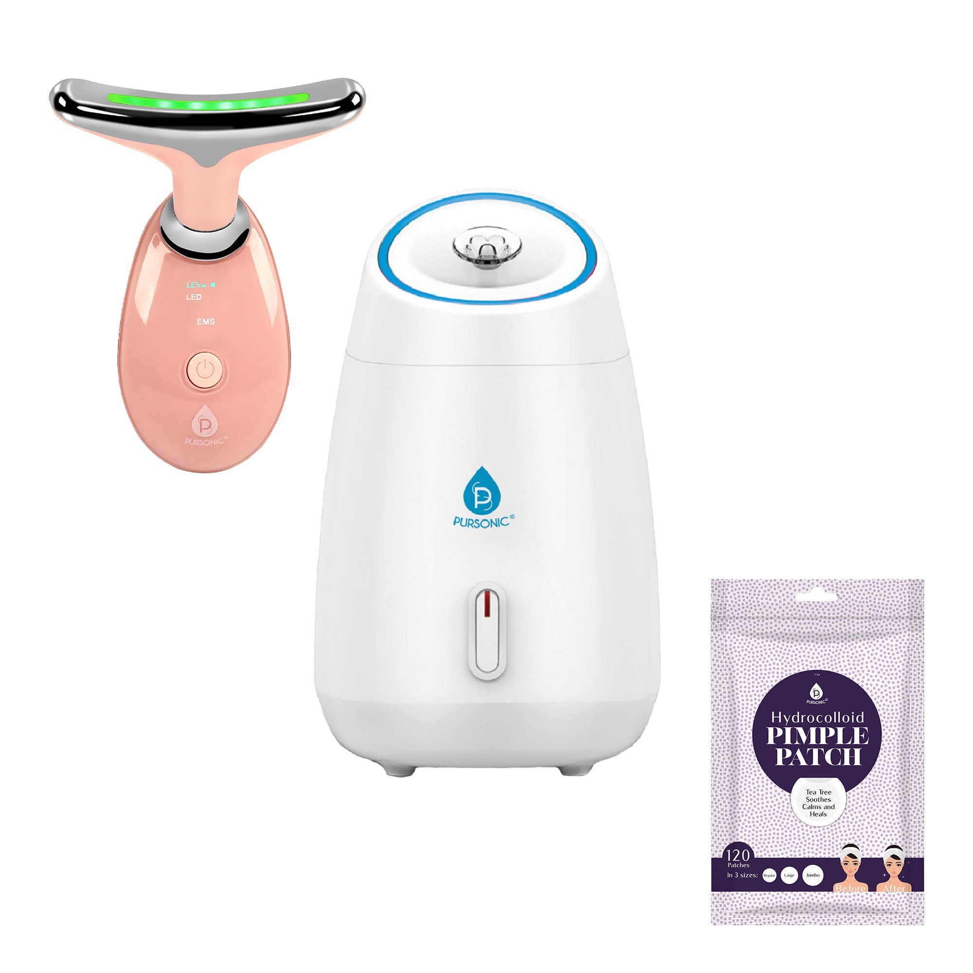 Complete Home Facial Spa Bundle//Facial Steamer//7-in-1 LED Light Therapy Device//Hydrocolloid Pimple Patches - GilloServ