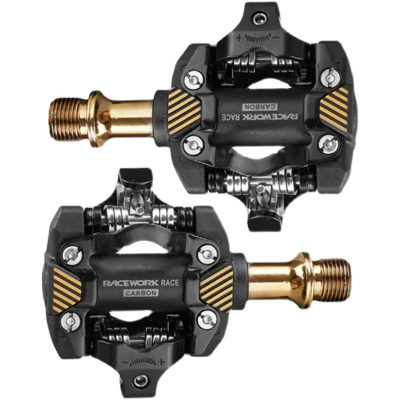 Self-Locking Mountain Bike Pedals Carbon Gold - GilloServ