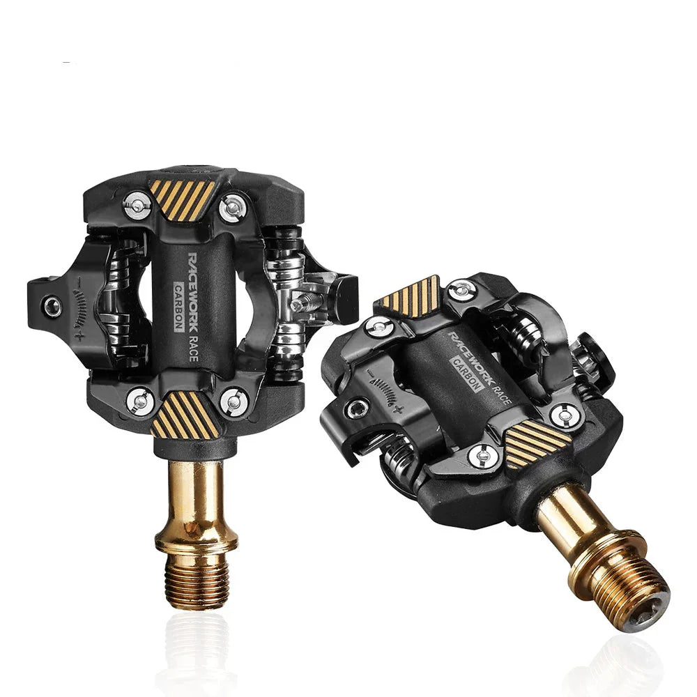 Self-Locking Mountain Bike Pedals Carbon Gold - GilloServ