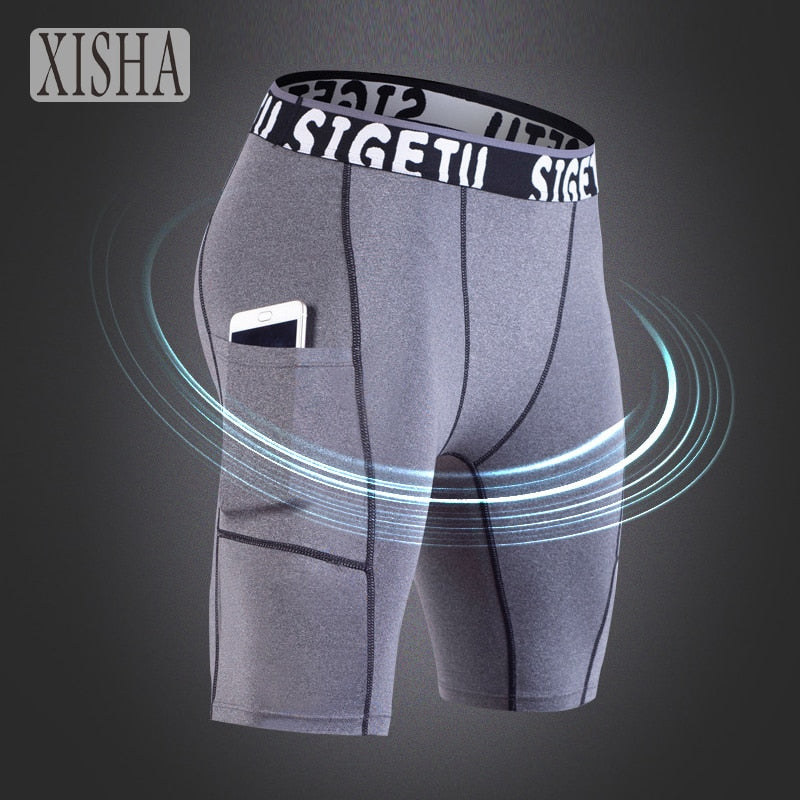 High Elastic GYM Shorts Men Dry Fit Running Shorts Pocket Design Fitness Sport - GilloServ