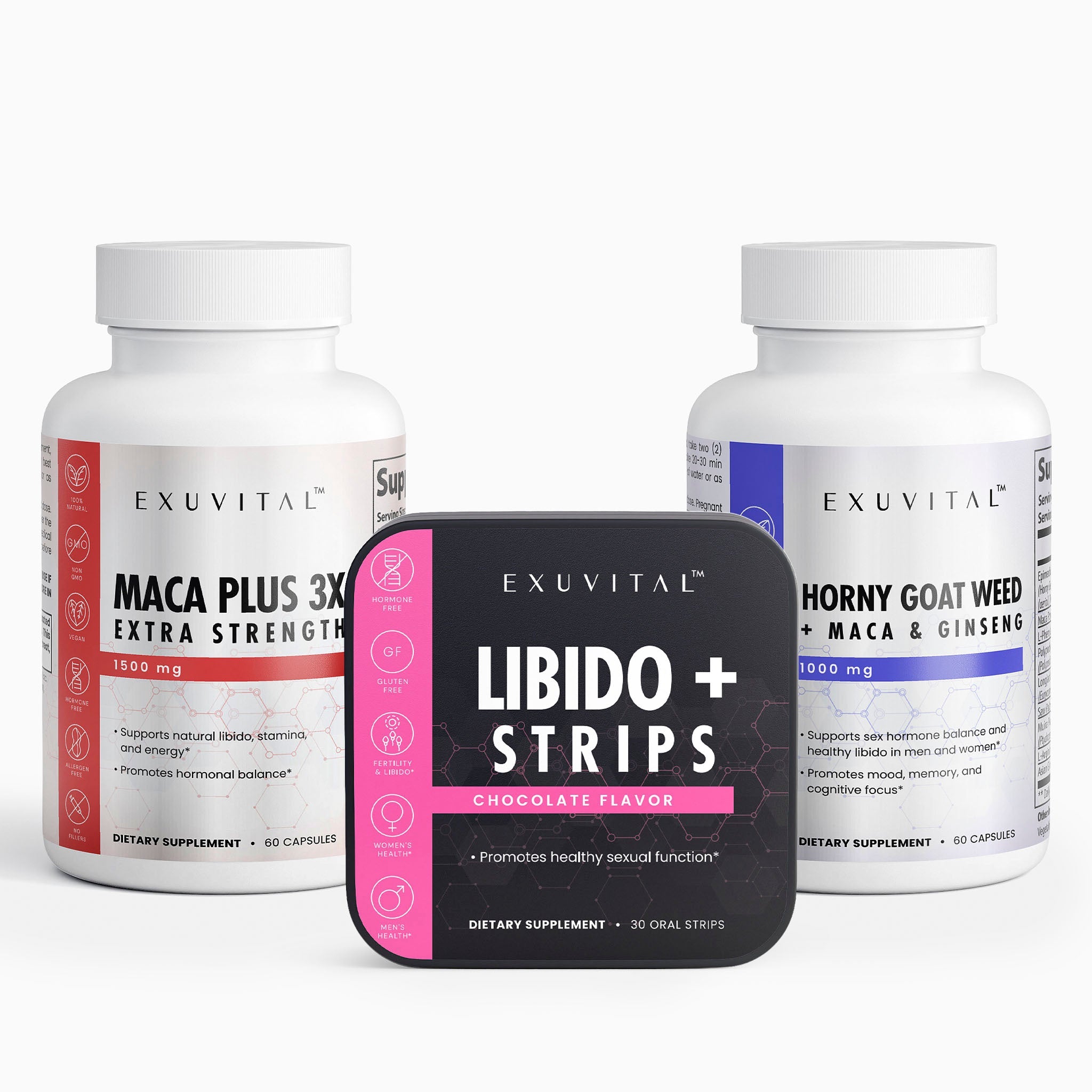 Libido And Hormonal Balance Bundle With Libido Strips Horny Goat Weed Maca Root