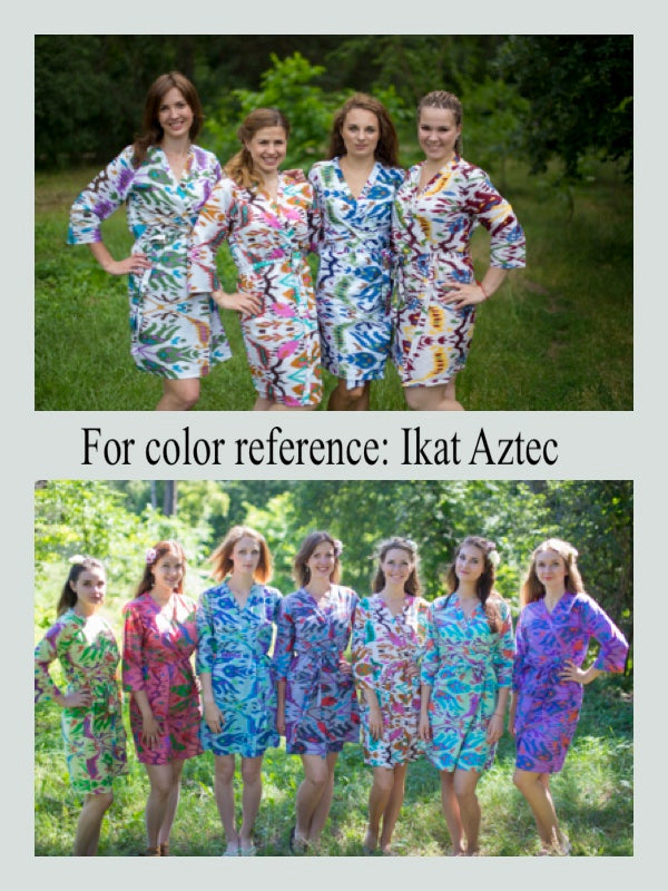 Gray Unfurl Style Caftan in Ikat Aztec Pattern-2