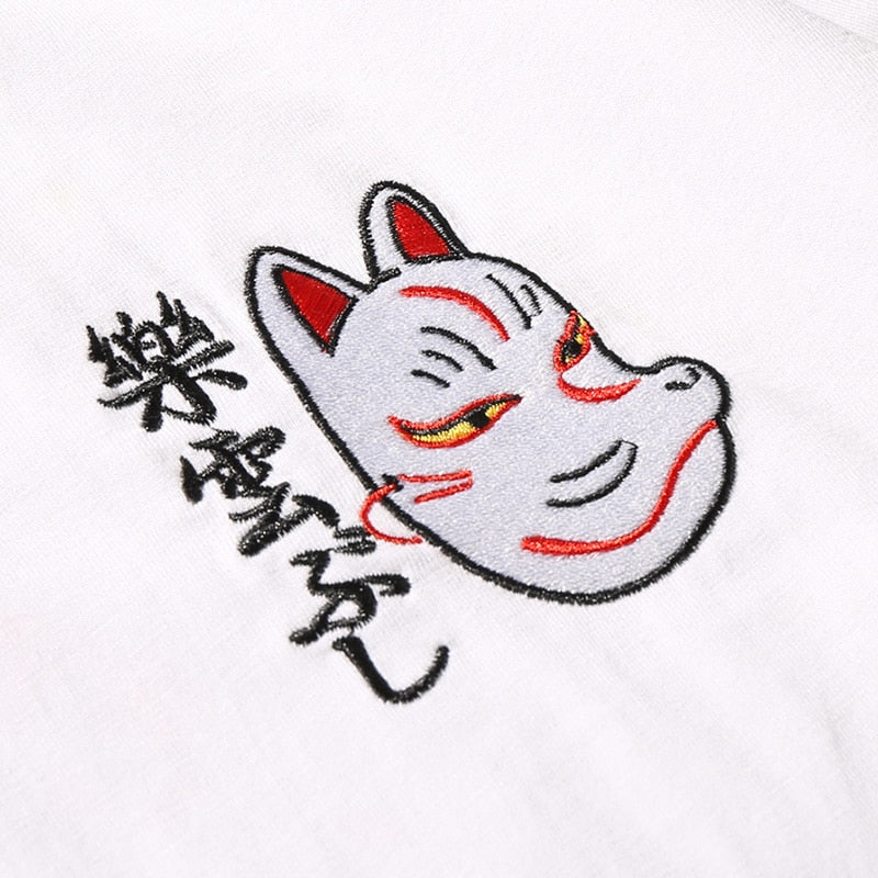 T Shirt Japanese Ninja Cat Skull Hip Hop Streetwear - GilloServ