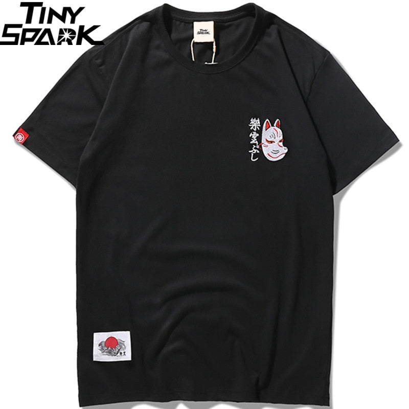T Shirt Japanese Ninja Cat Skull Hip Hop Streetwear - GilloServ