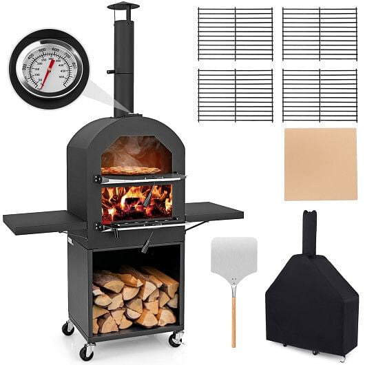 Outdoor Pizza Oven//Protective Cover//Grill Racks//Built-in Thermometer - GilloServ