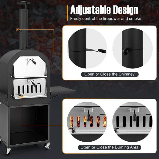 Outdoor Pizza Oven//Protective Cover//Grill Racks//Built-in Thermometer - GilloServ