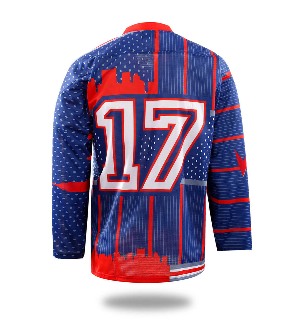 Red New York Design Hockey Jersey-1