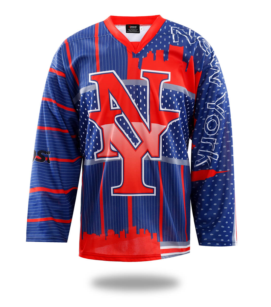 Red New York Design Hockey Jersey-0