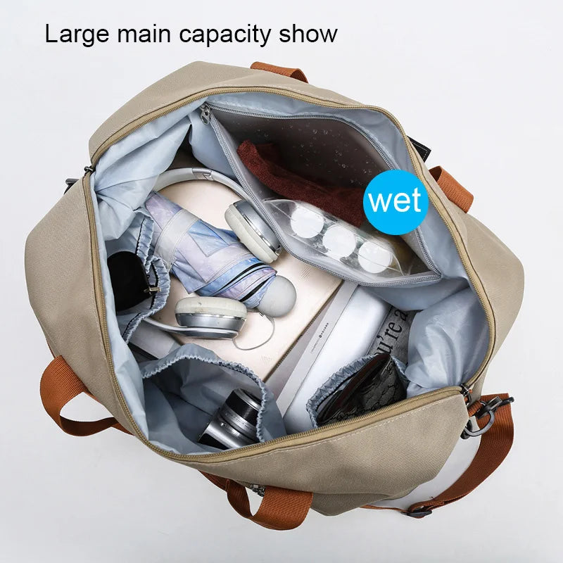 Nylon Travel Gym Duffel Bag Khaki - GilloServ