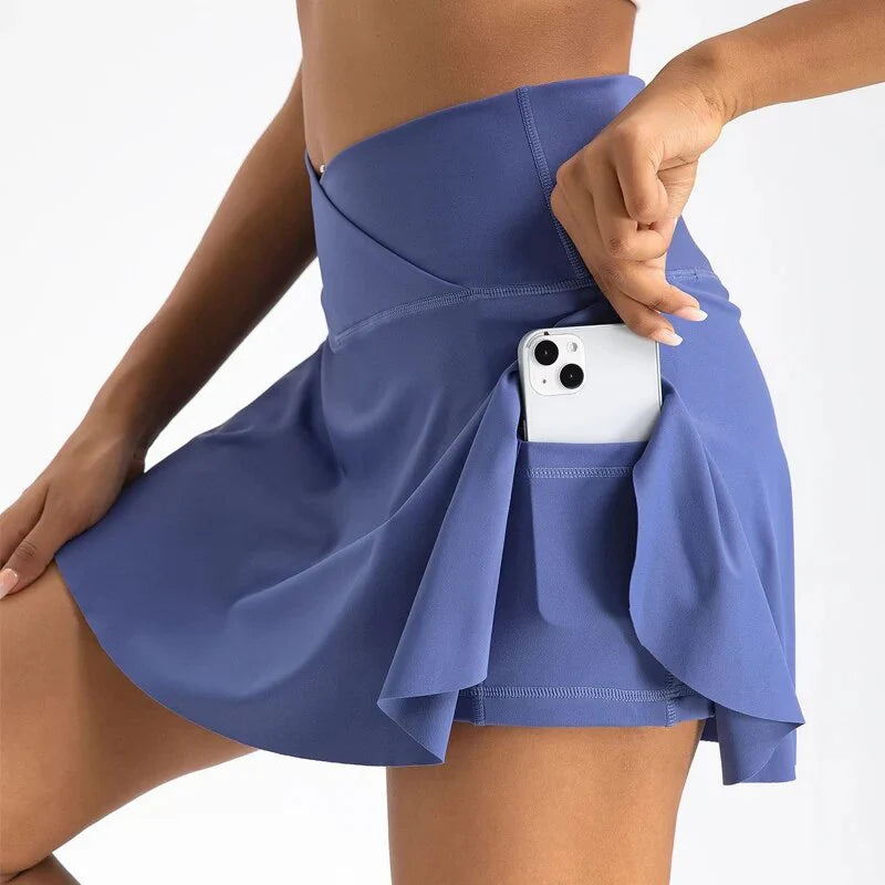Women Pleated Tennis Skirt with Pockets Shorts Athletic Skirts - GilloServ