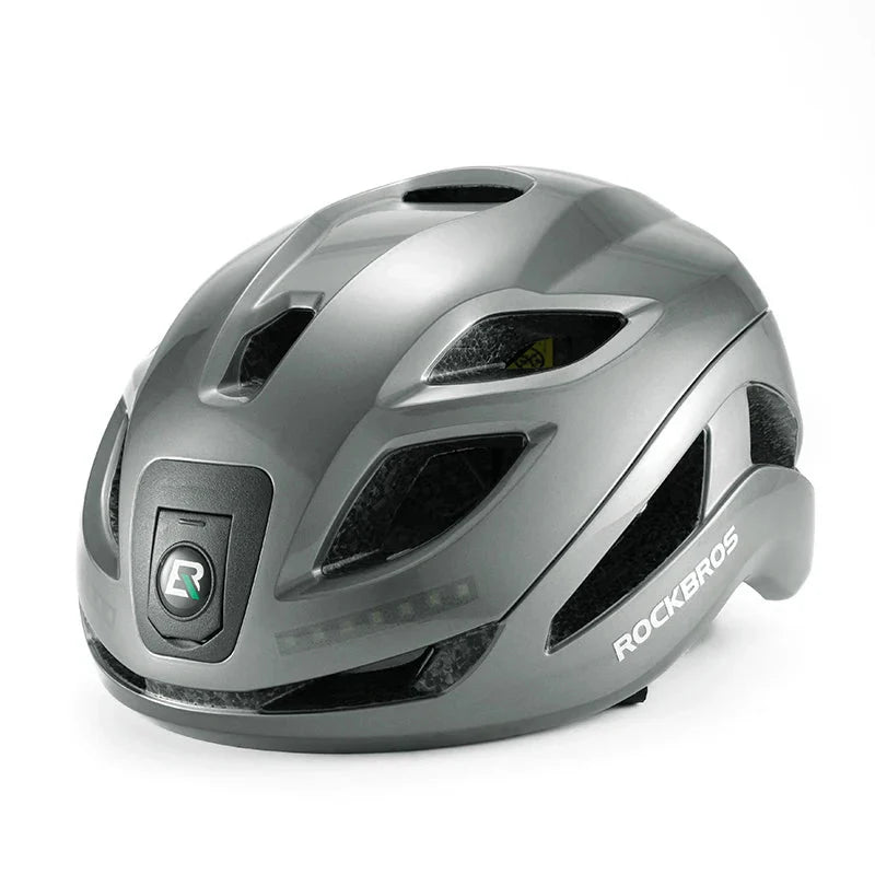 Rechargeable LED Cycling Helmet with Type-C Charging Grey - GilloServ