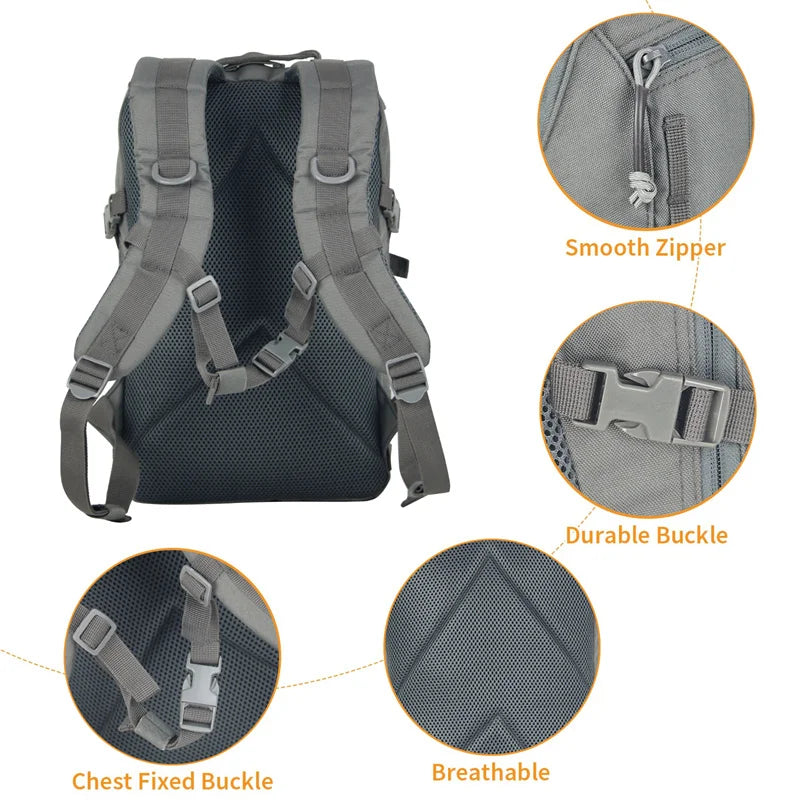Grey Tactical Molle Backpack Waterproof
