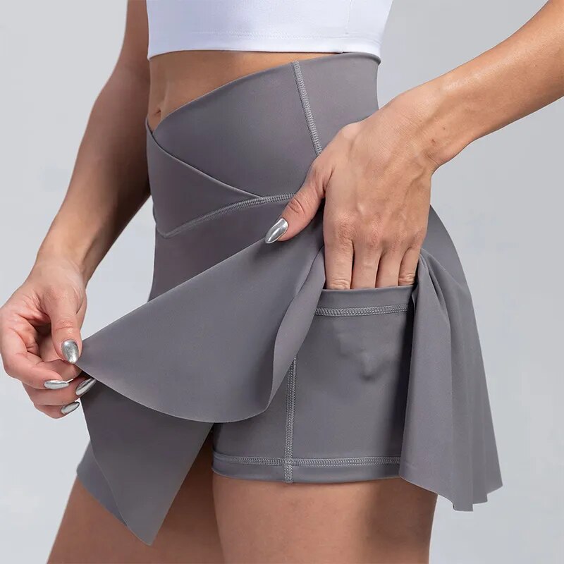 Women Pleated Tennis Skirt with Pockets Shorts Athletic Skirts - GilloServ