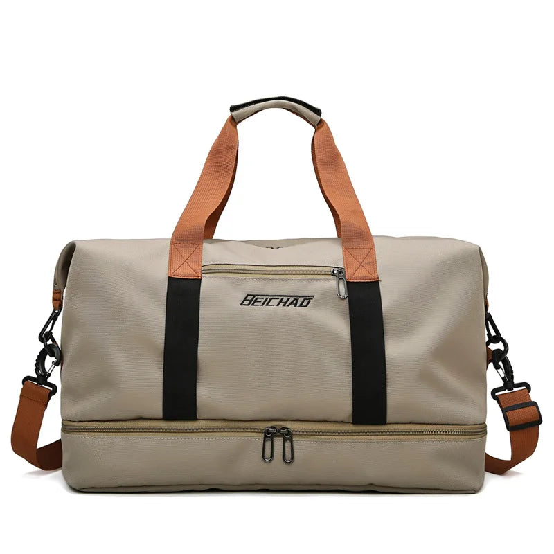 Nylon Travel Gym Duffel Bag Khaki - GilloServ