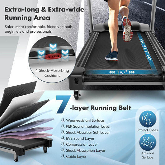 4.75 HP Folding Treadmill with Auto Incline and 20 Preset Programs - GilloServ