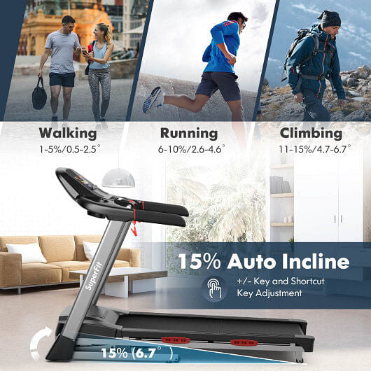 4.75 HP Folding Treadmill with Auto Incline and 20 Preset Programs - GilloServ