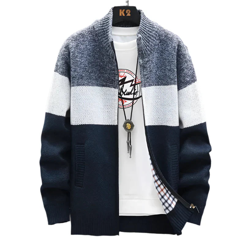 Mens Fleece Zipper Cardigan Winter Jacket Sweater-0