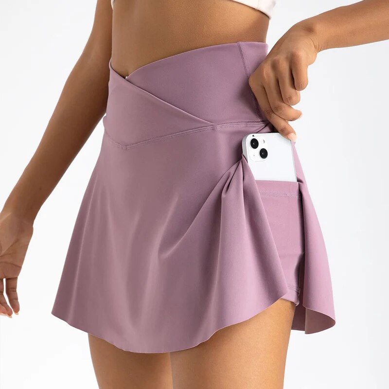 Women Pleated Tennis Skirt with Pockets Shorts Athletic Skirts - GilloServ