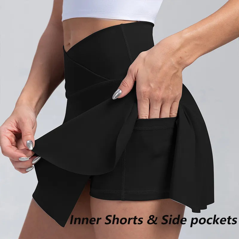 Women Pleated Tennis Skirt with Pockets Shorts Athletic Skirts - GilloServ