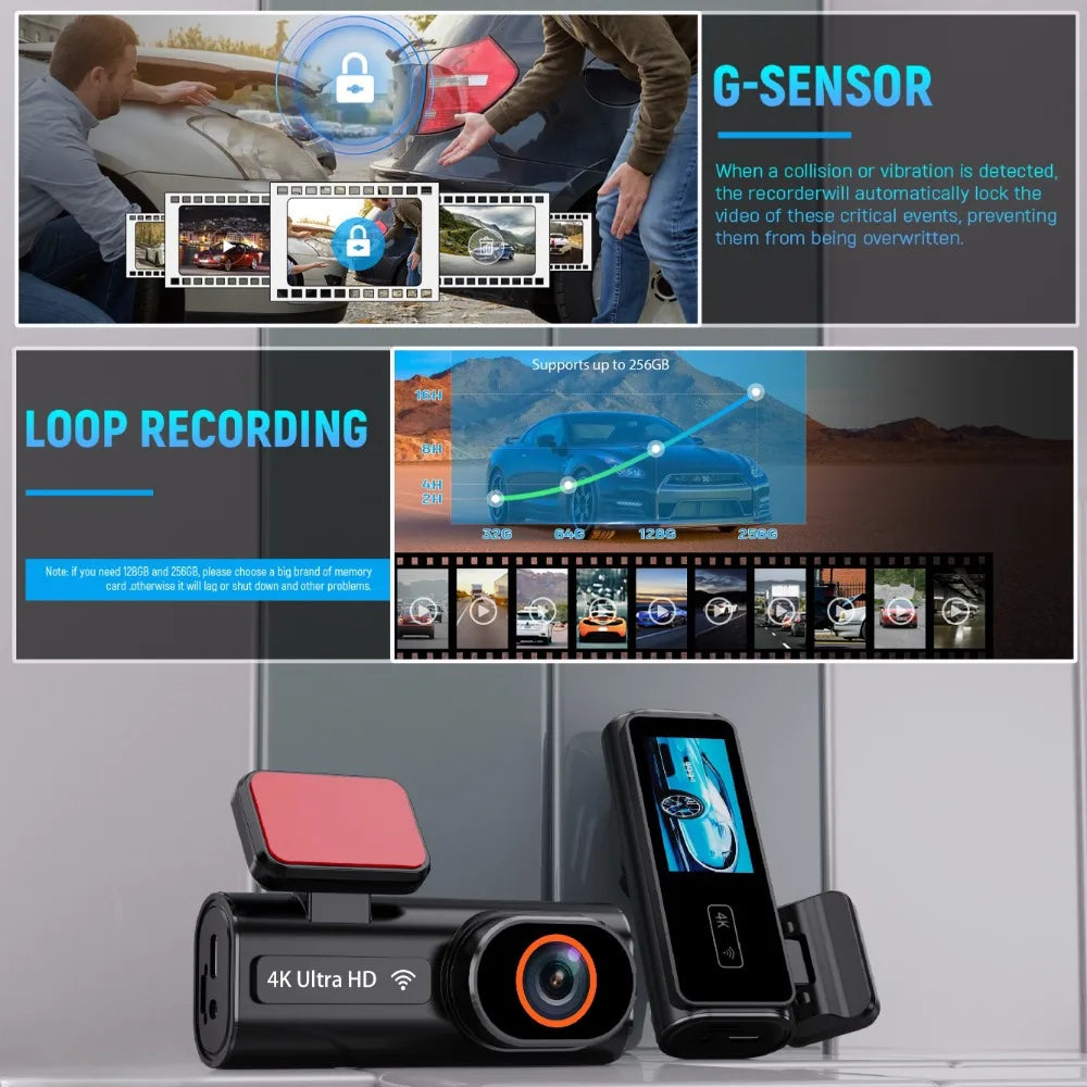 4K Dual Lens Dash Cam with Night Vision - GilloServ
