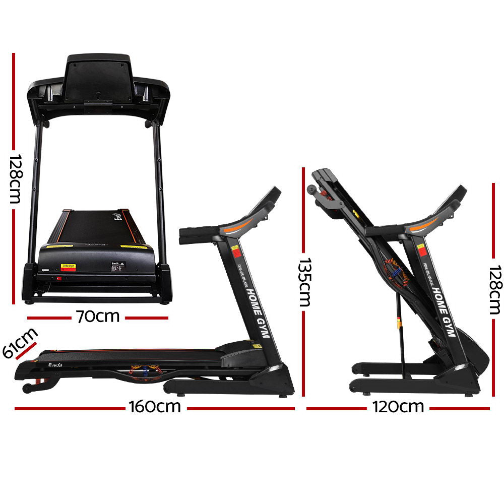 Electric Treadmill 48cm Incline Running Home Gym Fitness Machine Black - GilloServ