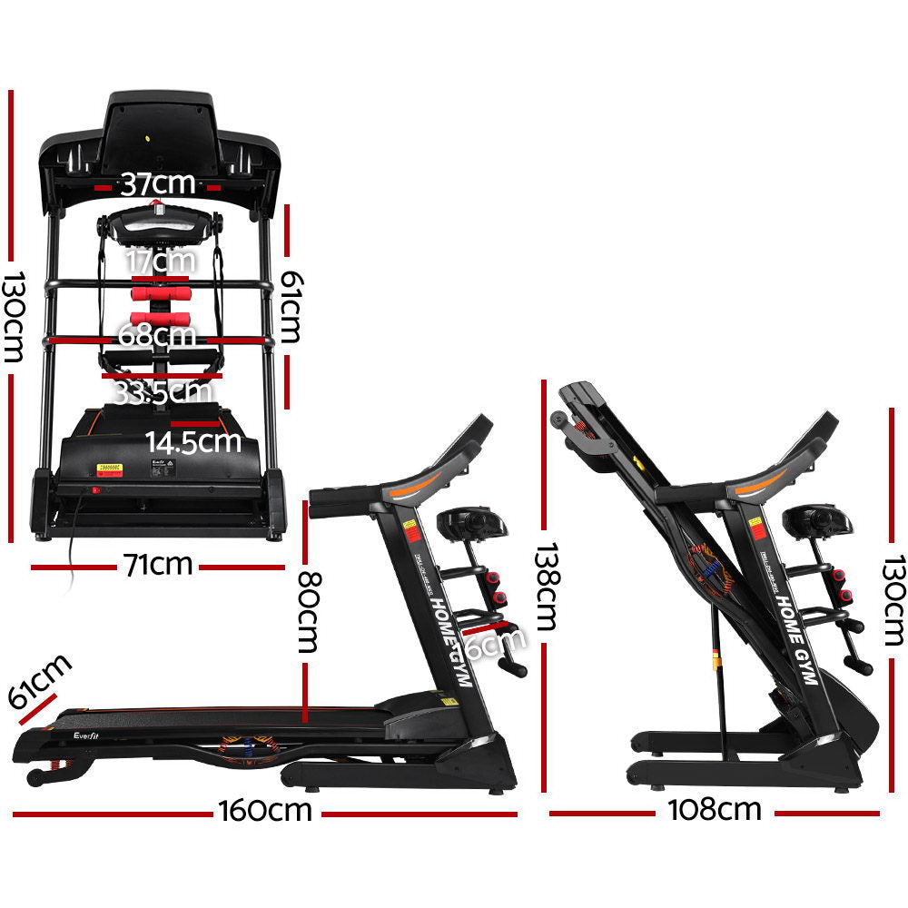 Electric Treadmill 480mm 18kmh 3.5HP Auto Incline Home Gym Exercise Machine - GilloServ