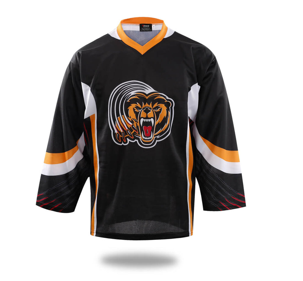 Sublimated Tiger Head Hockey Jersey Black-0