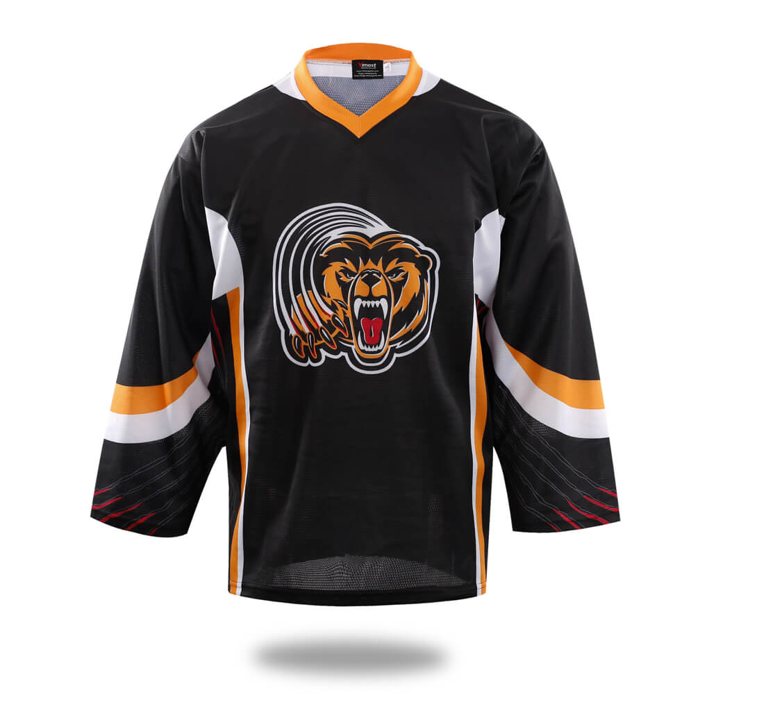 Sublimated Tiger Head Hockey Jersey Black-0
