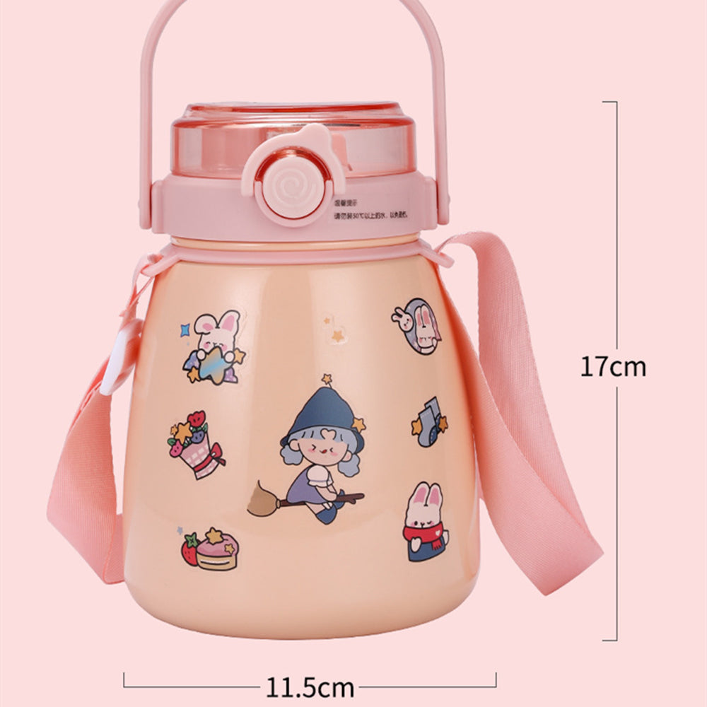 1000ml Large Water Bottle Stainless Steel Straw Water Jug with FREE Sticker Packs (White) - GilloServ