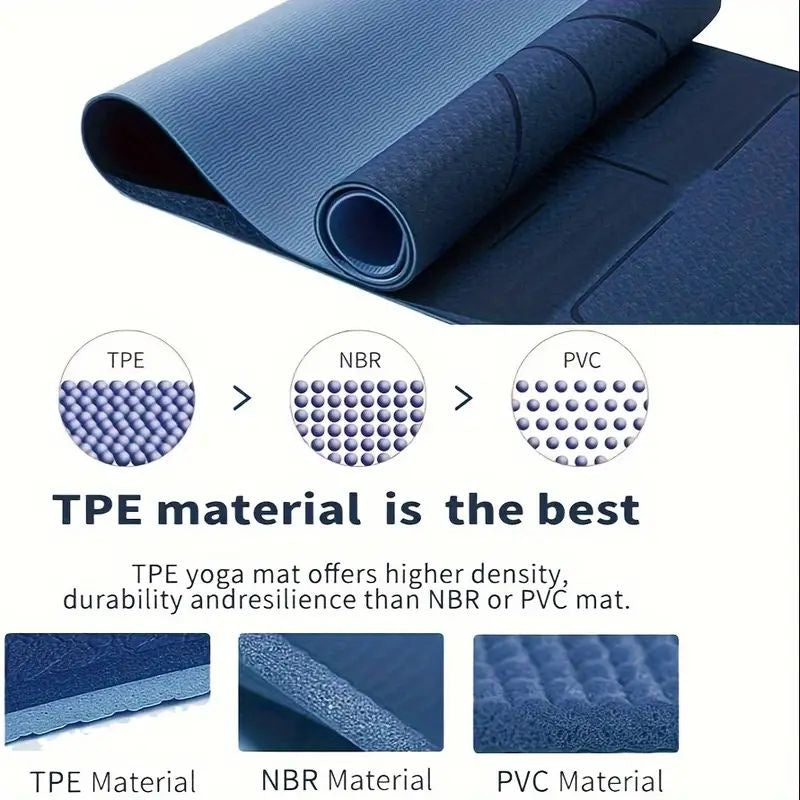 Yoga Mat Exercise Workout Fitness Home Gym Blue 8mm - GilloServ