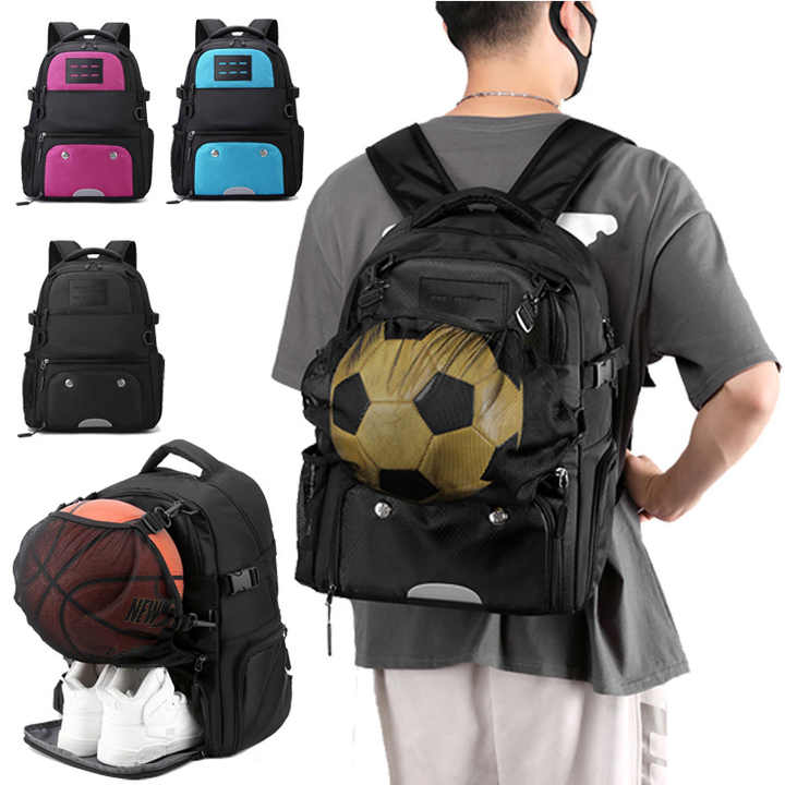 Pink And Black Large Capacity Sports Backpack, Waterproof - GilloServ